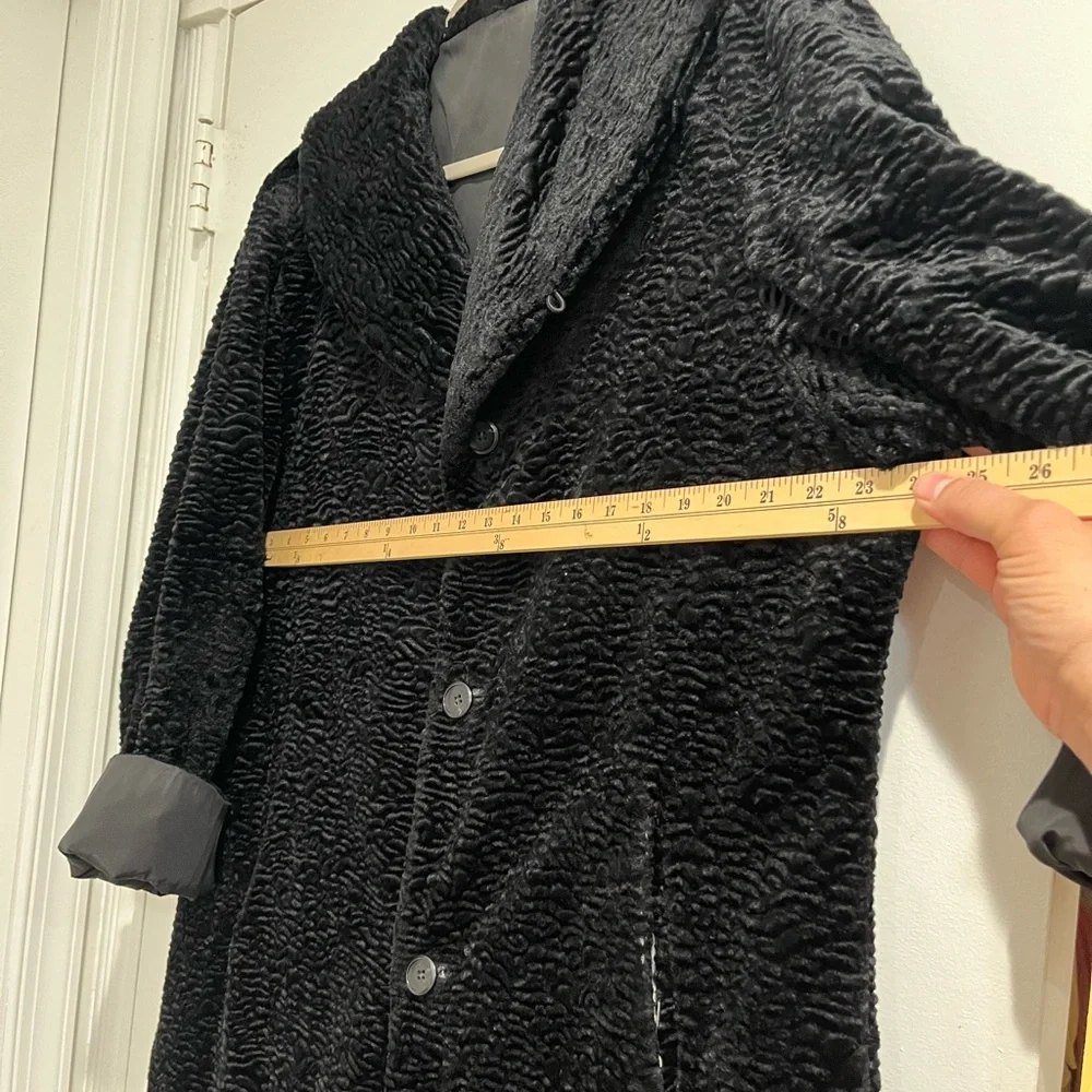 Calvin Klein Black Reversible Faux Fur Swing‎ Coat Sz. L